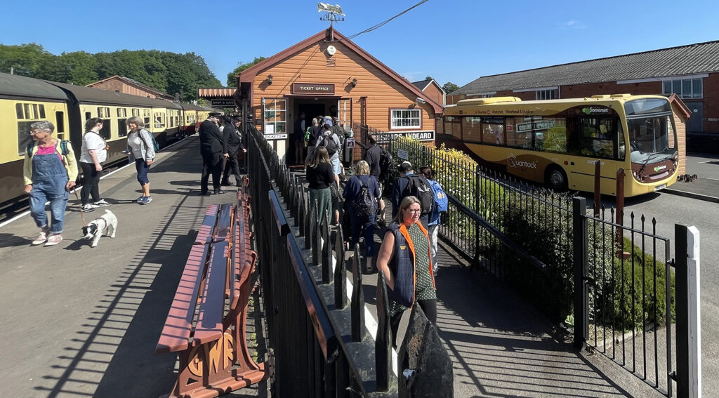 The 28 Bus connects witha train from Minehead